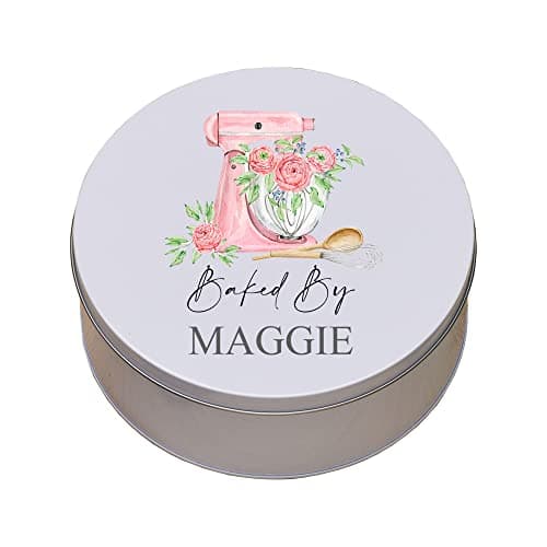 Image of ukgiftstoreonline Personalised cake tin baking gift, metal storage tin kitchen Baked By