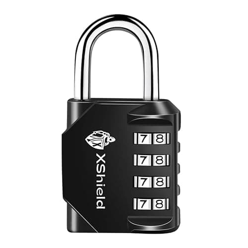 Image of XShield 4-Digit Combination Padlock | Heavy-Duty Keyless Lock with 10,000 Code Options | Weather-Resistant Alloy Body | Ideal for Lockers, Gates, Gym, Outdoor & Travel – Black (Pack of 1)