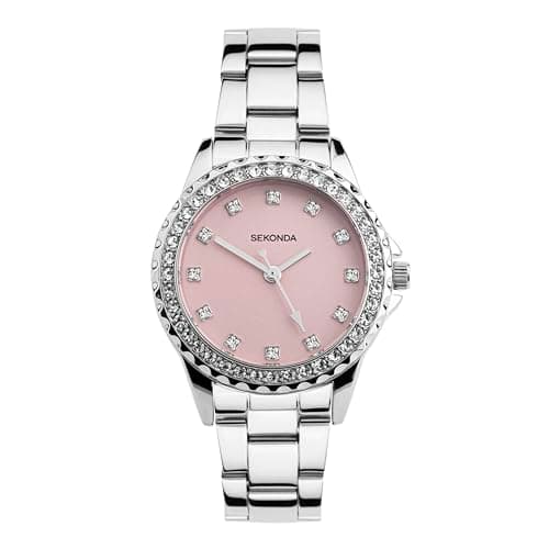Image of Sekonda Dress Elizabeth Ladies 36mm Quartz Watch in Pink with Analogue Display and Silver Alloy Strap 40644