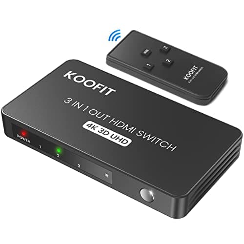 Image of HDMI Switch 4K, HDMI Splitter 3 In 1 Out with Remote, Auto Switcher Multi Connector Supports 4K 3D UHD, Splitter for PS5, PS4, PS3, DVD, Blu-ray, Xbox, Roku, PC, TV