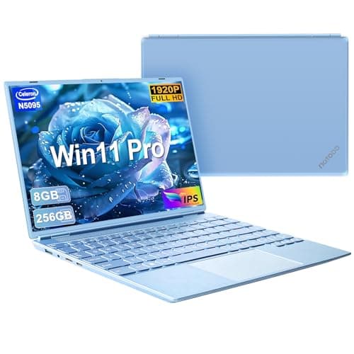 Image of HUQPPQ 14 Inch Laptop 8GB RAM 256GB SSD Celeron N5095, FHD 1920×1200 IPS Display, Blue Laptop with 2MP Webcam, WiFi 5, BT4.2, USB 3.0, Lightweight Laptops for Students, Work or Travel-Blue-2