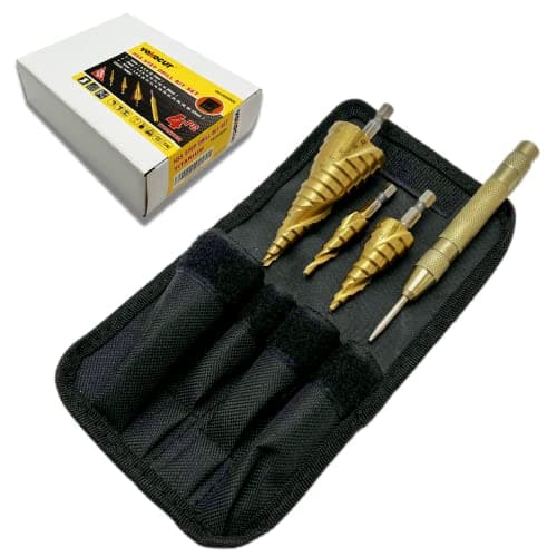 Image of Step Drill Bit HSS Titanium Step Drill Bit For Metal Multiple Hole Drilling Cone Drill Bit 4mm to 12/20/32 mm Stepped Up Bits For DIY Lovers (4PCS Spiral Grooved Step Bits Set)