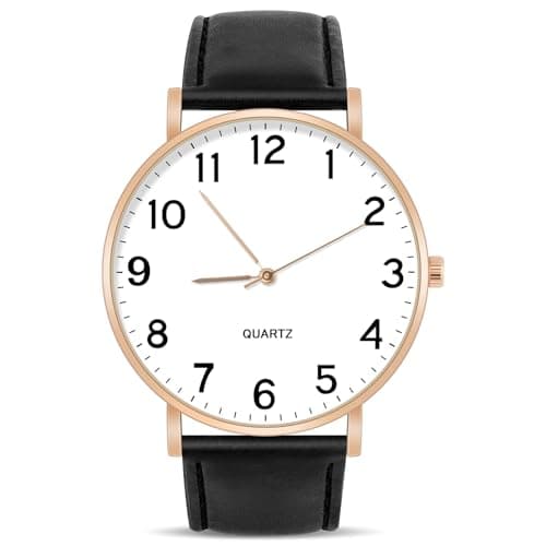 Image of OFFCUP Mens Watches, 39MM Men's Chronograph Watch, Leather Watches Mineral Glass Quartz Watch, Business Casual Fashion Gents Watch, Men's Wrist Watches for Men Wear and Scratch Resistant Rose Gold