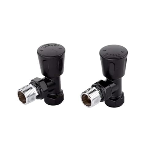 Image of ECO Satin Black Angled Manual Radiator Valves | Satin Black Finish | Pair of Valves | Manual Operation |