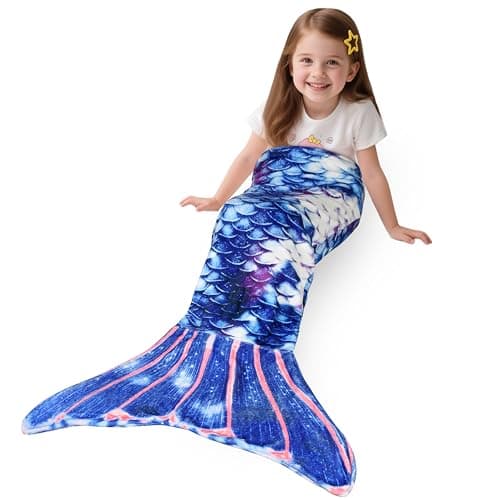 Image of Catalonia Classy Mermaid Tail Blanket, Fish Scale Pattern Snuggle Blanket for Girls Woman, Ultra Soft Fleece Sleeping Throw for Kids, Cozy Mermaid Gift for Adult Toddlers