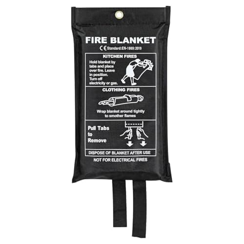 Image of Taylor & Brown 1 x Large Fire Blanket, Quick Release Unfolding With Loops, 1 X 1 M Ideal For Home, Kitchen, Office, Home, Garage, Caravan Etc