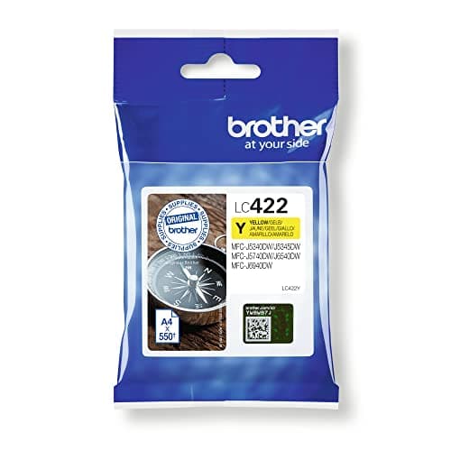 Image of Brother LC-422Y Inkjet Cartridge, Yellow, Single Pack, Standard Yield, Includes 1 x Inkjet Cartridge, Brother Genuine Supplies