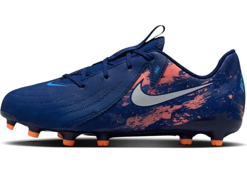 Image of Nike Unisex Kids Jr. Phantom Gx Ii Academy Fg/Mg 'Erling Haaland' Football Shoe, Blue Void Chrome, 4.5 UK