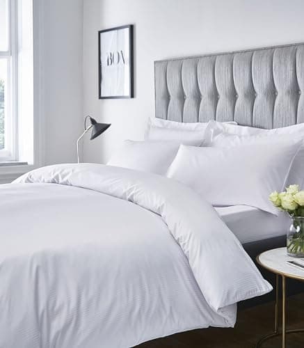 Image of Catherine Lansfield Satin Stripe 300 Thread Count Standard Pillowcase Pair White