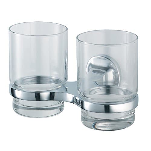 Image of Haceka aspen Double cup holder, chrome plated, glass body, 1110700.