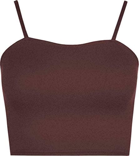 Image of Colop Womens Ladies Sleeveless Strappy Bandeau Plain Camisole Boobtube Bralet Crop Top (Brown, 16-18)