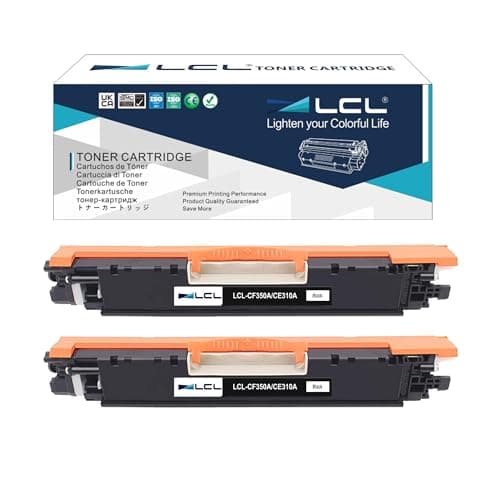 Image of LCL Remanufactured 126A 130A CE310A CF350A Toner Cartridge (2PK Black) Replacement for HP Color LaserJet Pro MFP M176 M176FN M177 M177FW M176n M175nw M175a M175n M175w LaserJet Pro 200 M275nw M275