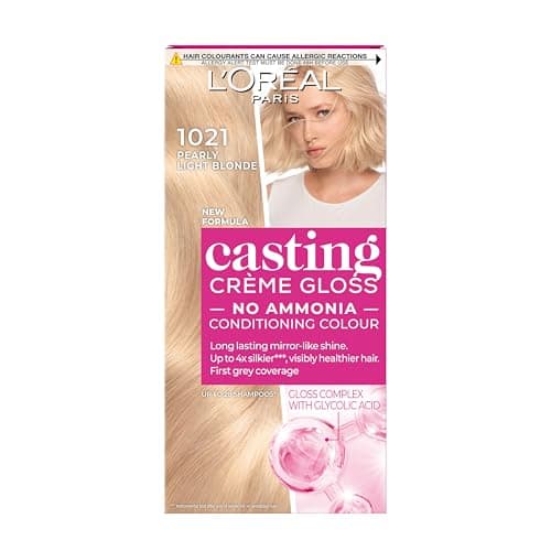 Image of Casting Crème Gloss 1021 Pearly Light Blonde: This no-ammonia, semi-permanent hair colour lasts 32 washes. Achieve up to 3x glossier, 4x silkier, healthier hair with a shimmering pearly light blonde.