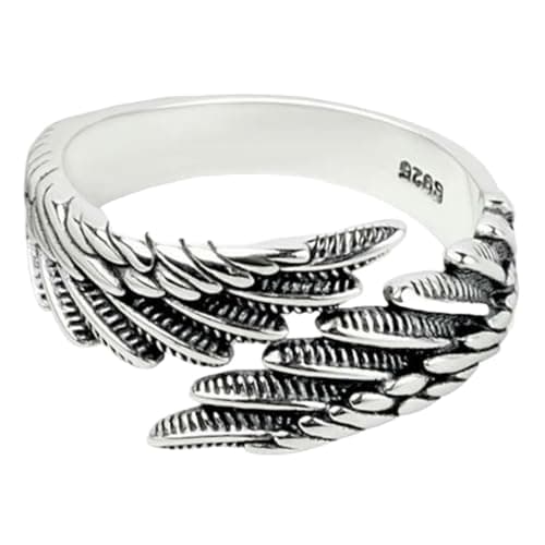 Image of KUTCEK 925 Silver Angel Wings Adjustable Open Ring Unique Ins-Style Jewelry for Women Gift for Women