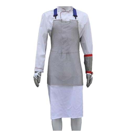 Image of Kgfvesdc Apron Stainless Steel Chainmail Cut Resistant Apron,316 Stainless Steel Labor Bib, Level 5 Protection,Chef Butcher Porter Carpenter Tailor Stab Resistant(W55/L70cm)