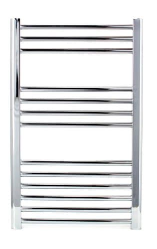 Image of Greenedhouse Chrome Straight Heated Towel Rail W400mm x H800mm Flat Central Heating Towel Radiator Bathroom Rack