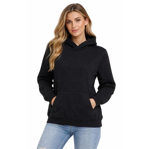 Image of The Fancy Dress Hoodies for Men & Women UK - Unisex Plain Pullover Hooded Sweatshirt long Sleeve Inside Fleece Hoodie Top For Gym Work Running, L (l), Jet Black