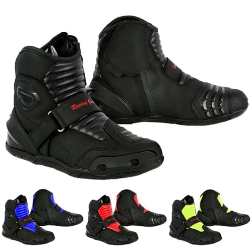 Image of PROFIRST BT-42 Short Ankle Leather Motorbike boots for men Motorcycle boots Protective Shoes for Riders (12 UK, Black, numeric_12)