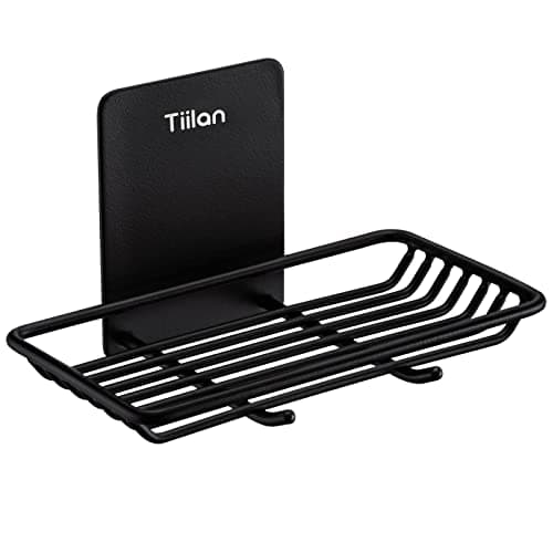 Image of Tiilan Self Adhesive Bar Soap Dish for Shower, Bathroom Soap Holder Wall Mount – Stainless Steel, Black