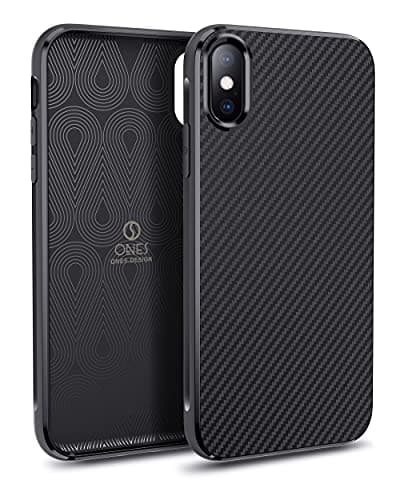 Image of ONES Thin Case for iPhone Xs/X, Carbon Fiber Pattern Cover Shockproof Protective Phone Case with Minimalist Design and Scratch Resistant Fingerprint Prevention,Black