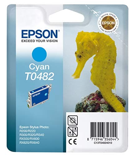 Image of Epson T0482 - Print cartridge - 1 x cyan - 430 pages - blister with RF alarm