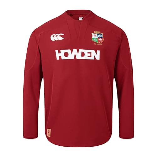 Image of British & Irish Lions Canterbury Men's Official Canterbury Drill Top | Rugby Shirt | Water Resistant, Red Dahlia, 3XL