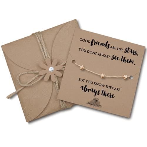 Image of Swanky Crafts Good Friends Are Like Stars Gifts - Best Friend Bracelet, Gold Star Bracelet, Card and Gift Wrap