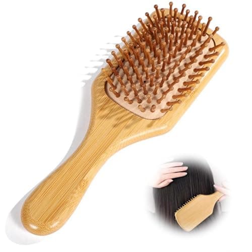 Image of Bamboo Paddle Hairbrush, Anti Static Hair Brush, Hair Massage Brush, Detangler Hairbrush for Women Men
