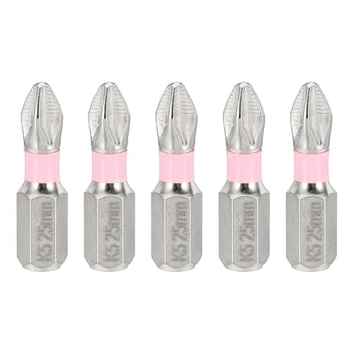Image of sourcing map 5pcs #2 Phillips Impact Screwdriver Bit PH2 1/4" Hex Shank 1" (25mm) Magnetic Anti Slip Cross Head Drill Bits K5 Steel Screw Driver Tools, Pink
