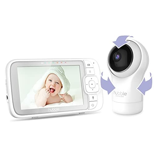 Image of Hubble Nursery View Pro 5" Inch Video Baby Monitor with Remote Pan, Tilt & Zoom, Room Temperature Sensor, Two Way Talk, Soothing Nature Sounds, High Sensitivity Microphone, Infrared Night Vision