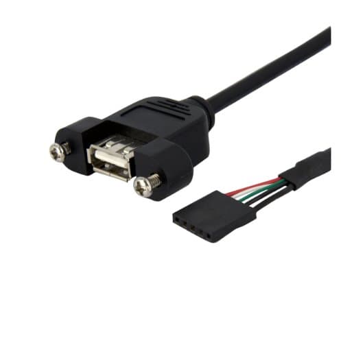 Image of StarTech.com 1 ft Panel Mount USB Cable - USB A to Motherboard Header Cable Adapter F/F - USB 2.0 internal Cable (USBPNLAFHD1), Black