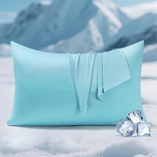 Image of Elegear Cooling Pillow Cases 2 Pack, Arc-Chill 3.0 Summer Cool Pillowcases for Hot Sleeping, Q-Max 0.5 Cooling Fiber and Antibacterial Silver Ion Ice Pillowcases, Hidden Zipper 50x75cm, Blue