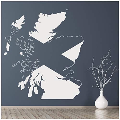Image of azutura Scotland Map Scottish Flag Wall Sticker available in 5 Sizes and 25 Colours Black