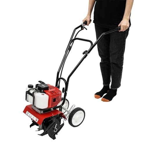 Image of 52CC Petrol Garden Cultivator 1700W 7000rpm UK, 4 Manganese Steel Blades Adjustable Depth 1.18-4.72in, 11.8in Width Soil Tiller with Quick Assembly Tool-Free