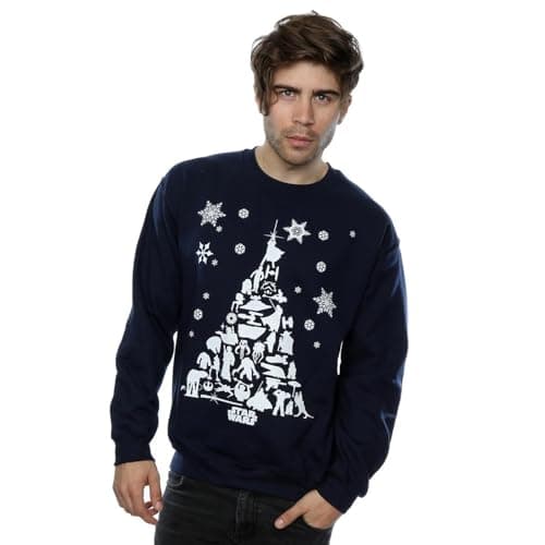 Image of Star Wars Men's Christmas Tree Sweatshirt X-Large Navy Blue