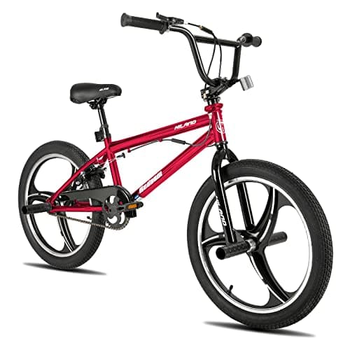 Image of Hiland 20 Inch 3 Spoke Kids BMX Bike for Boys Girls Ages 7-13, 360 Degree Rotor Freestyle, 4 Pegs Single Speed Kid’s BMX Bicycle, Red