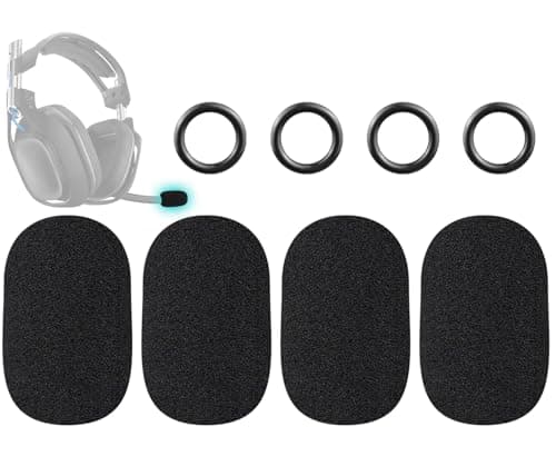 Image of SOULWIT 4Pcs Microphone Cover for Astro A10 Gen 1/2, A20 Gen 1/2, A30/A30 Lightspeed, A40 Gen 1/2/TR, A50 Gen 1/2/3/4/5/X Headphones, Protective Mic Foam Cover Pop Filter Windscreen - Black