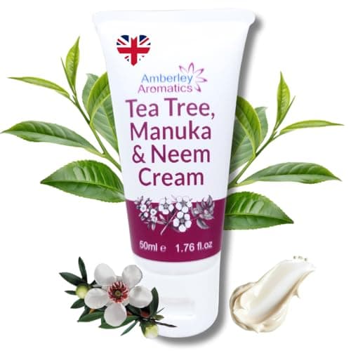 Image of Tea Tree, Manuka & Neem Cream-Moisturising 50ml, Nourishing, for Dry, Chapped & Cracked Skin, Eczema, Psoriasis, Anti-fungal, Antiseptic, Anti-Itch, Jock Itch