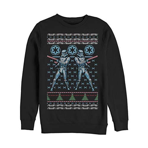 Image of Star Wars Men's Ugly Christmas Sweater Candy Stormtrooper Black Sweatshirt