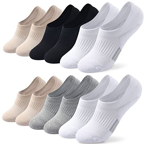 Image of Toes Home 6 Pairs Invisible Ankle Trainer Socks Womens, Multicolor No Show Low Cut Casual Socks, Non Slip Cushioned Socks for Ladies and Girls Sneaker Canvas Shoes 3-5