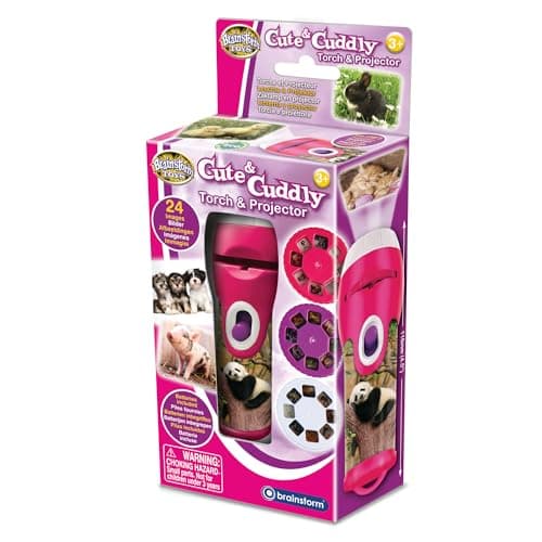 Image of Brainstorm TOYS Cute & Cuddly Animals Stem Torch and Projector – 24 Animal Images, Projects Clear Pictures up to 1 Metre Wide, Interactive Kids Flashlight Toy