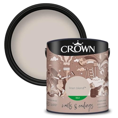 Image of DRW Linen Blend Silk Emulsion Paint 2.5L | Interior Wall and Ceiling Paint | Smooth Flat Matt Finish | Durable Everyday Room Paint for Living Room Bedroom Hallway and Dining Room