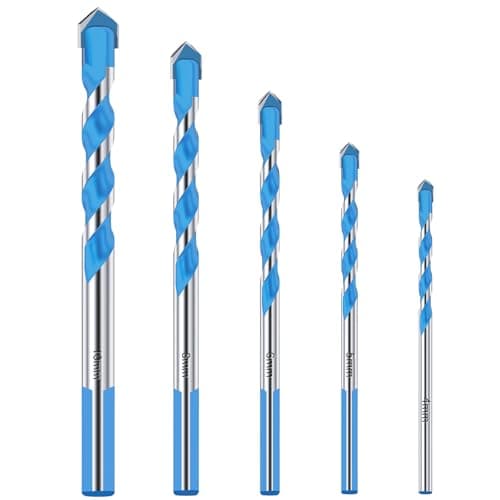 Image of HIPX Multi Material Drill Bits Set for Ceramic Porcelain Granite Marble Concrete Glass Brick Cement Tile Plastic Wood, Multi Construction Masonry Shockproof Hammer Carbide Bit Tip, 4-10mm Box of 5