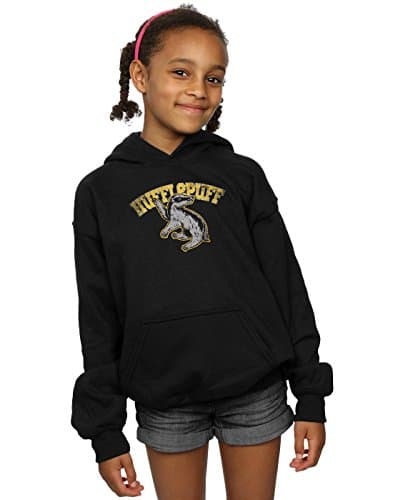 Image of Harry Potter Girls Hufflepuff Sport Emblem Hoodie 5-6 Years Black