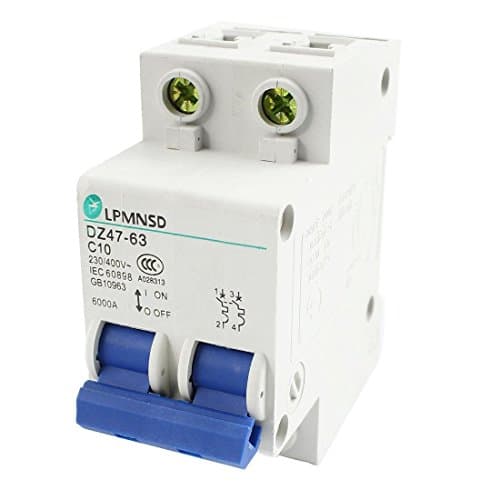 Image of Sourcingmap DZ47-63 35mm DIN Rail Mounting 2-Pole Circuit Breaker AC 230V 400V 10A