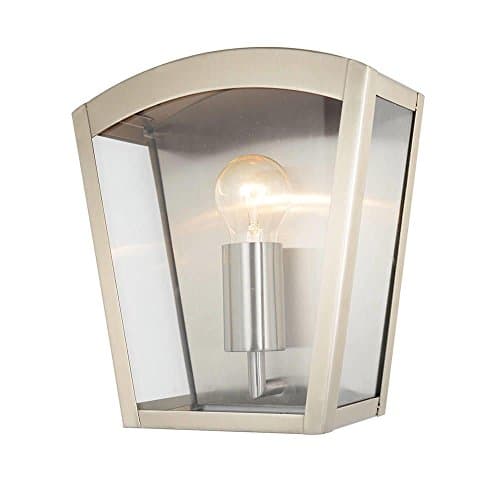 Image of LITECRAFT Hamble Wall Light Outdoor Curved IP44 Rated Box Lantern - (Stainless Steel)