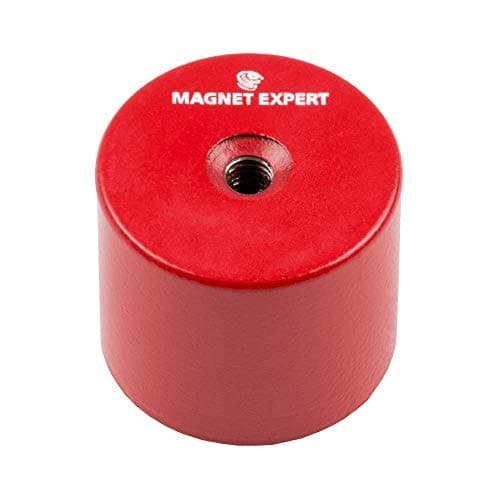 Image of Alnico Deep Pot Magnet for High-Temperature, Engineering, and Manufacturing Applications - 35mm dia x 30mm thick c/w M6 threaded hole - 14kg Pull