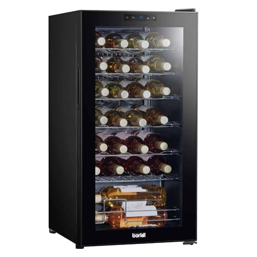 Image of Dellonda Baridi 28 Bottle Wine Fridge with Digital Touch Screen Controls & LED Light, Black - DH10