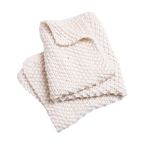 Image of Wool Couture Louis Baby Blanket Knitting Kit – Beginner Skill Level – Includes 4 Balls of 100g Merino Wool Cheeky Chunky Yarn, Sewing Needle, How-to Guide, and Pattern – Natural Cream