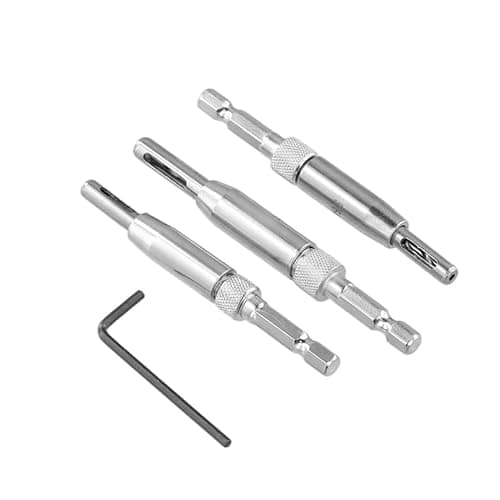 Image of 3 Pack Self Centering Hinge Drill Bit Set, Silver Stainless Steel Countersink Drill Bit, 5/64 7/64 9/64 Inch for Woodworking Hinge Hole Drilling